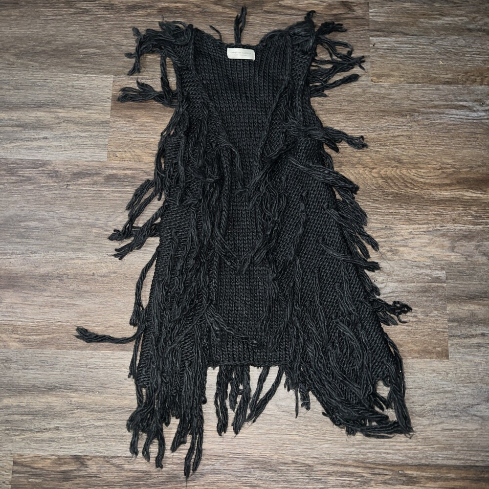 Vintage Aughties/Y2K Era Christian Audigier Fringe Wool Knit Vest Excellent Sz S